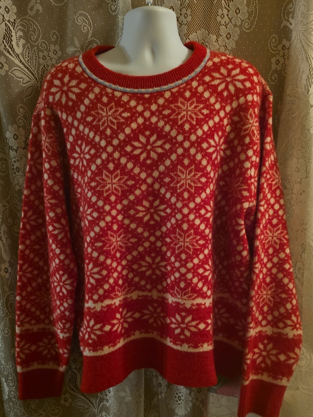 New‎ Goodfellow Men's XXL Red Cream Snowflake Christmas Holiday Winter Sweater